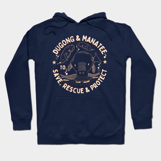 Save, Rescue & Protect Dugong & Manatee Endangered Wildlife Hoodie by Andrew Collins